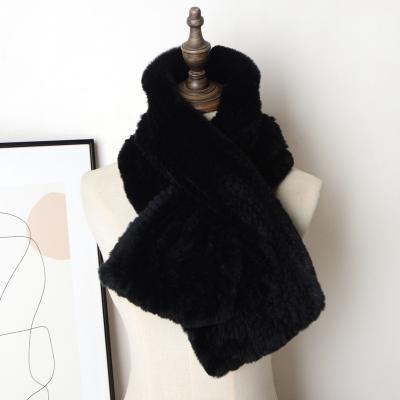 China Autumn and Winter Fashion Rex Rabbit Hair Scarf Women's Luxury Fur Scarf for sale