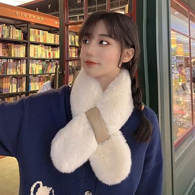 China Medium Plush Neck Winter Women Artificial Wool Collar Winter Scarf for sale