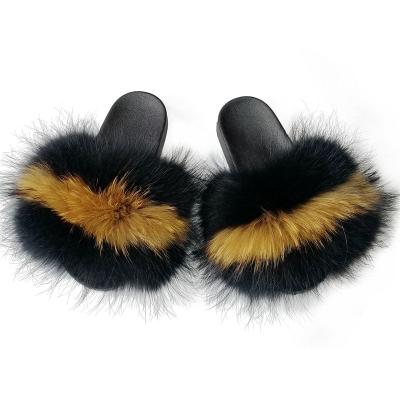 China CUSHIONING high quality wholesale low price fur bedroom slippers raccoon fur indoor slippers for sale