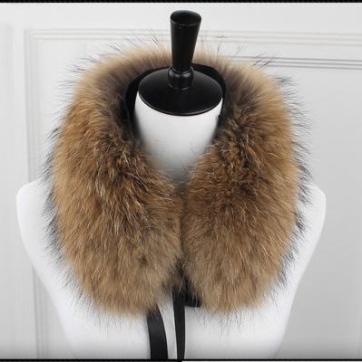 China Real Real Fur Natural Fox Raccoon Raccoon Fur Color Waist Scarves Collar Scarf Big Warp Shawl Neck Stole Warmer Muffler With Clip Loops for sale