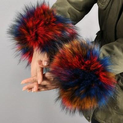 China Discount Women Wear Resistant Comfortable Fur Sleeve Cuffs Raccoon Fur Cuffs For Coat Jackets Red Fox Fur Cuffs for sale