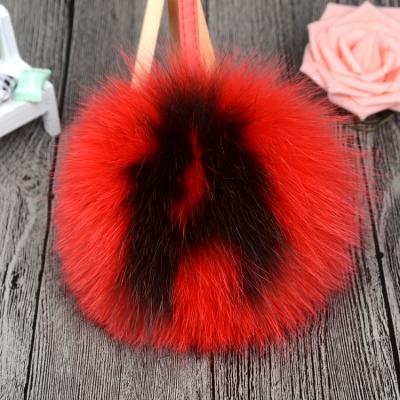 China Auto Fluffy Pure Fluffy Mixed Genuine Real Ball Mixed Real Fur Upholstery Raccoon Ball Color Factory Price Upholstery Pom Poms Chain Key Chain for sale