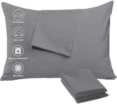 China 4 Pack Pillow Cases Anti Static Protectors Zip Standard 20x26 Inches Life Time Replacement Brushed Gray Extreme Soft Cooling Dark Microfiber for sale