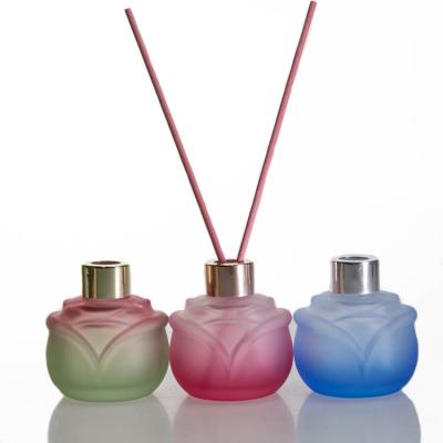 China Unique Perfume Matte Empty Diffuser Glass Bottle of Rose Shape Aroma Bottle Glass 120ml personal care for sale