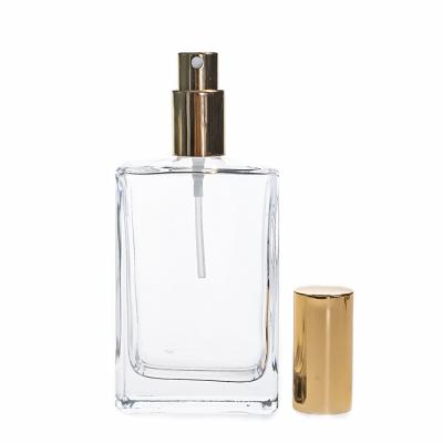 China Personal Care Flat Square Empty Glass Perfume Bottle 100ml Travel Size Spray Glass Bottle With Atomizer for sale