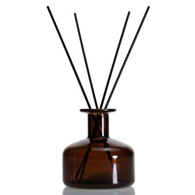 China Wholesale Personal Care Big Long Neck Belly Shape 300ml Glass Aroma Amber Reed Diffuser Bottle for sale