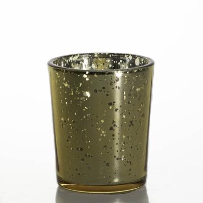 China Fashionable Wholesale Electroplate Gold Round Candle Holder 100ml Scented Candle Jars Glass For Wedding for sale