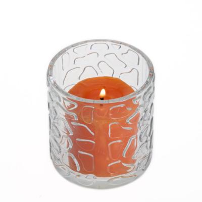 China Fashionable Wholesale Round Glass Candle Holder Empty Clear Candle Jar For Wedding for sale