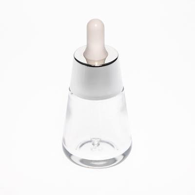 China Wholesale 40ml High Cosmetic Transparent Cone Essential Oil Bottle Clear Glass Dropper Bottles For E Liquid for sale