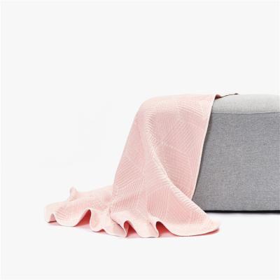 China Jacquard Cotton Cozy Soft Throw Blanket 100% Warm Soft 100% Cotton Blanket For Bed for sale