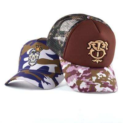 China Custom Foam Mesh Baseball Trucker Hat Wholesale Fashionable 3d Patch JOINT Promotional Big Embroidery Camouflage Camouflage for sale