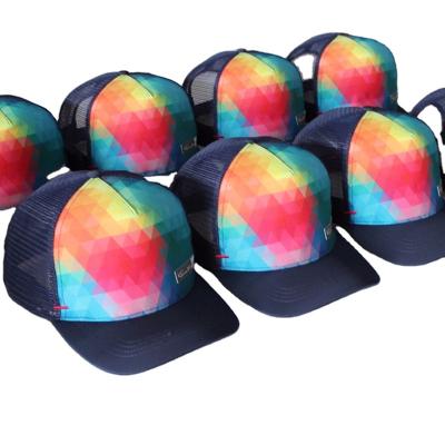 China JOINT JOINT Trucks Cap Custom Printed Colorful 5 Panel Foam Trucker Hat Rainbow Trucker Hat for sale