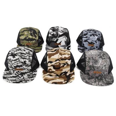 China Four Seasons Four Seasons Customize Breathable Unconstructed Mesh Camouflage Military Street 5 Panel Camper Hat for sale