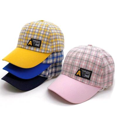 China Custom Printing Plaid Checked Cotton Children Girl Kids Baby Baseball Caps Soft Hats for sale