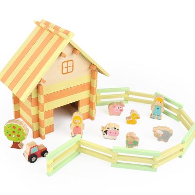 China Cartoon Toy Baby Toys Building Blocks Model Kit Wooden Toys Farm For Kids Geometric Building Block Educational Birthday Gift for sale