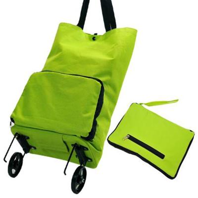 China Reusable Custom Logo Portable Foldable Large Compartment Trolley With Double Handles Folding Trolley Shopping Bags for sale