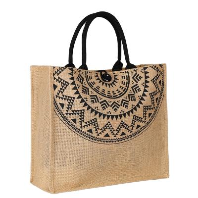 China Custom Logo Eco Reusable Cloth Carrying Eco Friendly Bags Women Beach Hand Tote Laminated Grocery Promotional Gift Handbags Jute Shopping Bag for sale