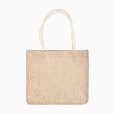 China Eco Friendly Laminated Reusable Canvas Shopping Tote Bags With Custom Logo Jute Sack Burlap Beach Bag for sale