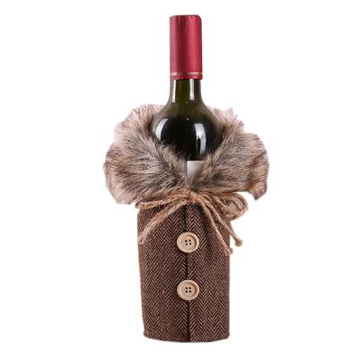 China Wholesale Eco-Friendly.Reusable New Christmas Decoration Supplies Indoor Home Decor Holder Sleeve Set Gift Bag Christmas Wine Bottle Cover for sale