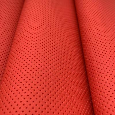 China Waterproof Furnish Red Sample Car Upholstery Vinyl Synthetic Leather Perforated Suede for sale