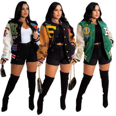 China QUICK DRY winter clothing women letterman women coat long sleeve patchwork varsity jacket women jacket for sale