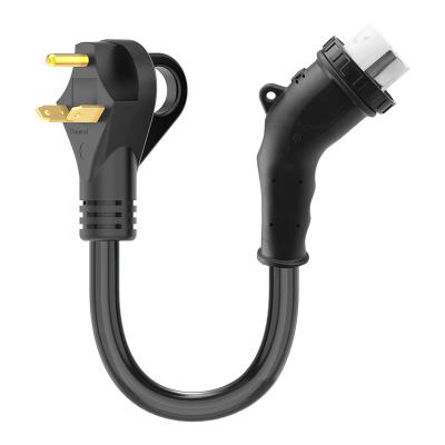 China Power meter NEMA TT-30P to NEMA SS2-50R power handle cord with 135 degree locking adapter for easy RV connection to remote power outlets for sale