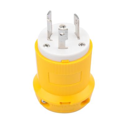 China Replacement NEMA L5-30P Locking Plug Connector For Generator 3 Wire Grounding Yellow for sale