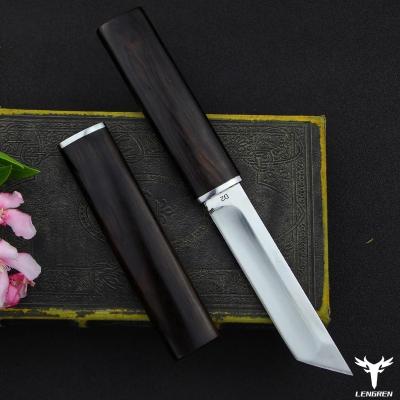 China Handmade Knife Non-variable Fulltang Samu Japanese Ninja Straight Knife With Vacuum Heat Treatment D2 Steel Sharp Blade for sale