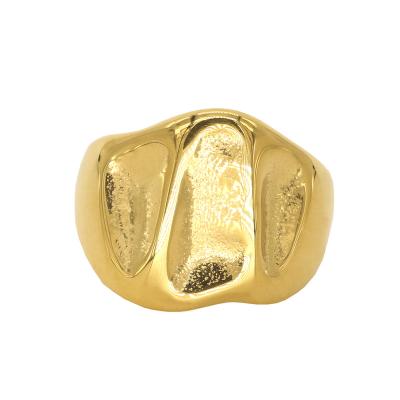 China Geometric Irregular Bump Ring Copper Gold Plated Minimalist Ring Engrave Fashionable New Design Jewelry CLASSIC for sale