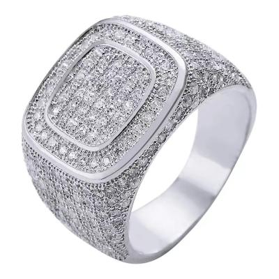 China CLASSIC Creative Copper Ornaments 18K Gold Plated Hip Hop Jewelry Ring Iced Out CZ Zircon Boss Rings For Men for sale