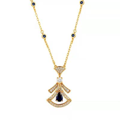 China FASHIONABLE Hot Selling Premium Zircon Luxury Gemstone Skirt Necklace Scalloped Necklace for sale