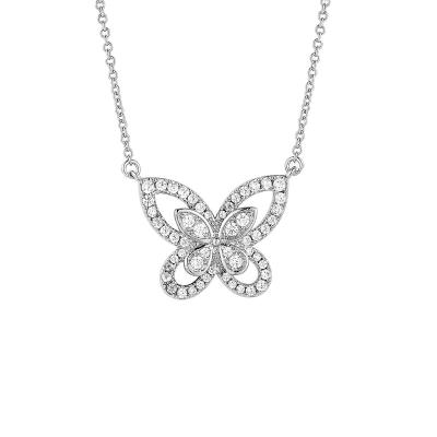 China Modern Design FASHIONABLE Luxury Pendant Round Shape Moissanite Chain Cuban Necklace Pretty Butterfly Necklace For Girls for sale