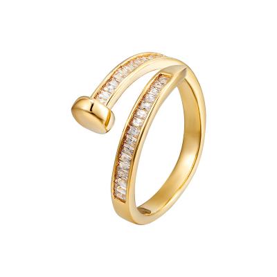 China CLASSIC Light Luxury Rhinestone Ring Female Niche Design Opening Adjustable Minimalist Index Finger Ring for sale