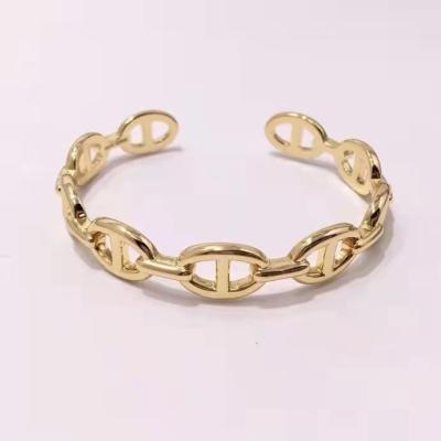 China Wholesale Fashion TRENDY Open Design Simple Bracelet 18k Gold Plated Classic C Shape Adjustable Bracelet for sale