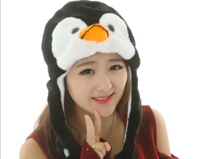 China COMMON Cartoon Hood Penguin Cosplay Hat For Promotion Winter Earflap Stuffed Animal Kids Adult for sale