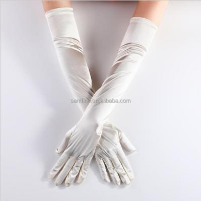 China Women's Evening Party Gloves Plain Satin Long Formal Bride White Fingerless Glove For Events Activities Activities Red Silver Rose Color for sale