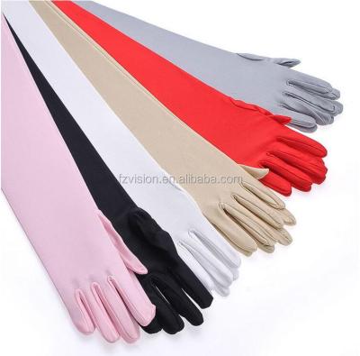 China Elastic wedding gloves bridal wedding long full of sunscreen ceremonial red white female long high accessories gloves for sale