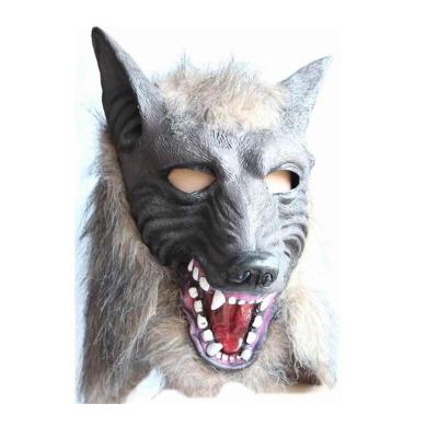 China Cosplay Mask Halloween Party Horror Cosplay Animal Latex Wolf Mask With Fur for sale