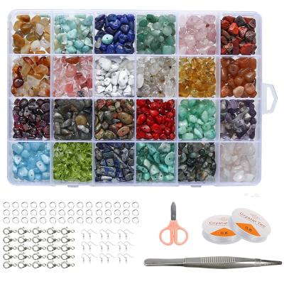 China 24 Lattice Irregular Gravel Ceramic Natural Stone Beads Handmade DIY Accessories Box Set Combination for sale