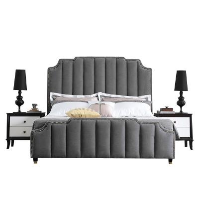 China Upholstery Bedroom Furniture Milan Queen Fabric Bed With Wood Frame for sale