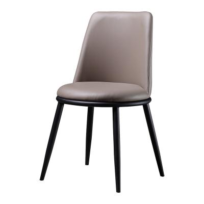 China Indoor Dining Room Brass Soft Gray Dining Chair Modern Leather for sale