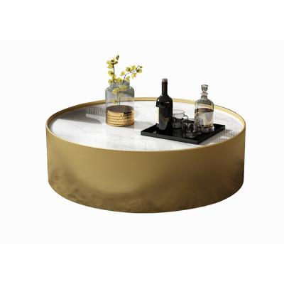 China Design Round Nordic Marble Coffee Table Living Room Style Center Table With Gold Steel Base for sale