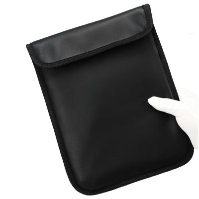 China Flat Open Black PU Leather Laptop PC Laptop Privacy Shield Signal Block Faraday Pouch for sale