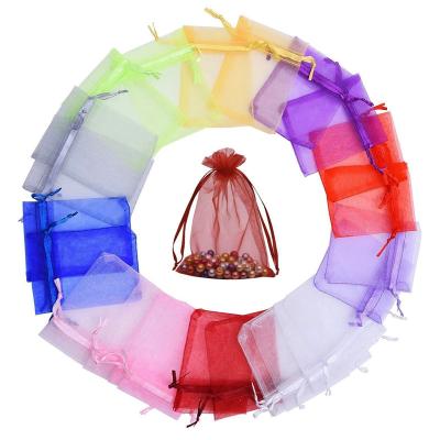 China Matching Eco - Friendly Color Present Organza Drawstring Pouches Candy Jewelry Bags for sale