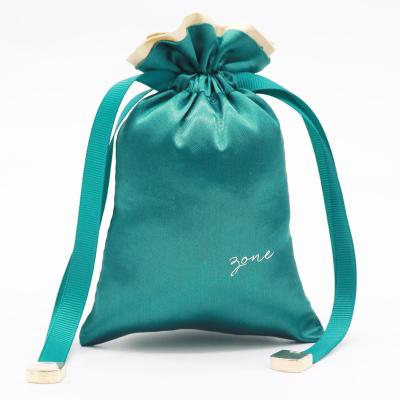 China Eco - Friendly Custom Logo Drawstring Satin Pouch Jewelry Bags for sale