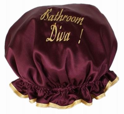 China Durable Waterproof Double Layer Bath Hat Elastic Band Spa Satin-Wrapped Shower Cap Shower Cap for sale