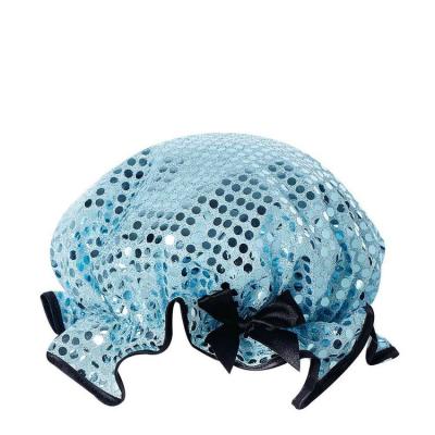 China China Viable Factory High Quality Shower Hats Double Layer Sequin Waterproof Shower Cap for sale