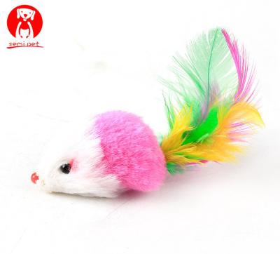 China Furry Mouse Cat Kitten Real Fur Gravel Sounds Toy Faux Mice Cat Toy Cute Viable Pet Toy for sale