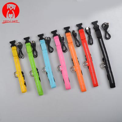 China Durable Nylon LED Dog Collar Dog Collars Luminous Fluorescent Pet Supplies for sale