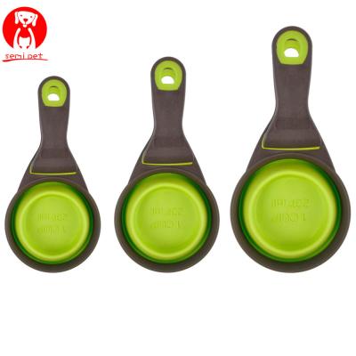 China New Measuring Cup Bag Viable Creative Sealing Clip Pet Cat Dog Food Feeding Scoop Folding Spoon for sale